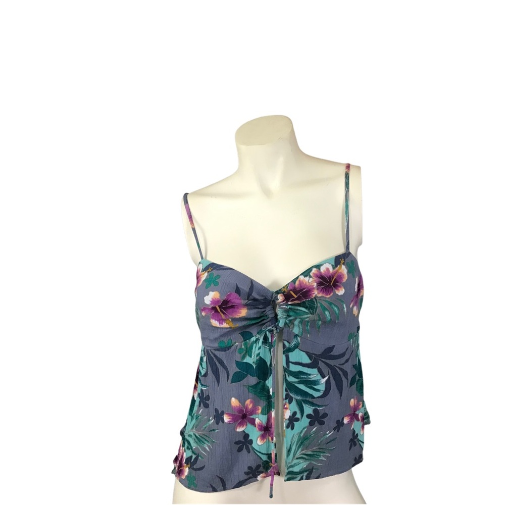Volcom Floral Print Spaghetti Strap Crop Top 14